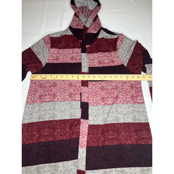 True Self Striped Hooded Knit Cardigan Sweater In Red &amp; Gray XL - Picture 8 of 12